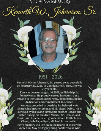 Kenneth W Johansen, Sr. Obituary